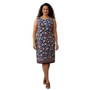Talbots Multicolor Floral Shift Dress Womens 2X Non-Wrinkle Office Travel Resort